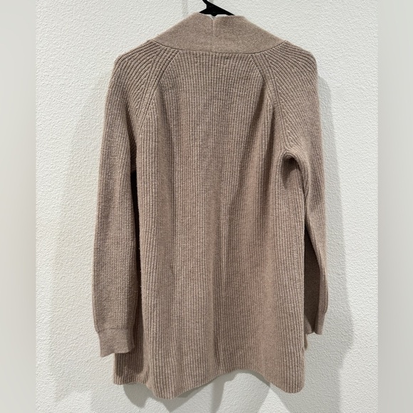 LOFT Cream Wool Blend Knit Open Front Longline Cardigan Sweater Size Medium - Picture 9 of 14